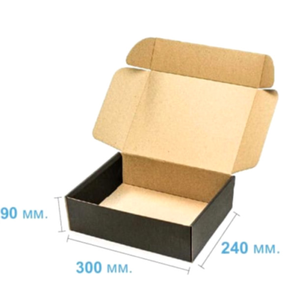 Коробка самозбірна 300*240*90 мм, чорна