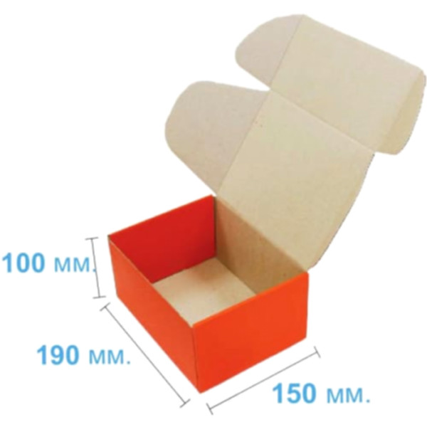 Коробка самозбірна 190*150*100 мм, помаранчева