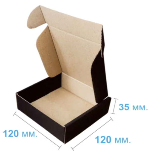 Коробка самозбірна 120*120*35 мм, чорна