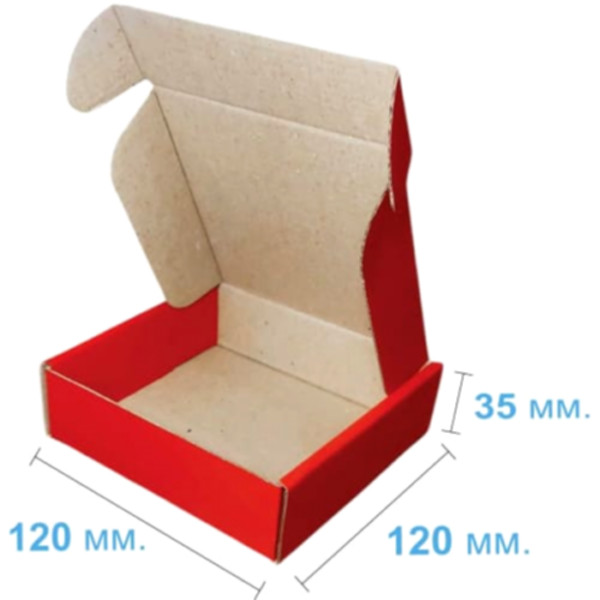 Коробка самосборная 120*120*35 мм, красная