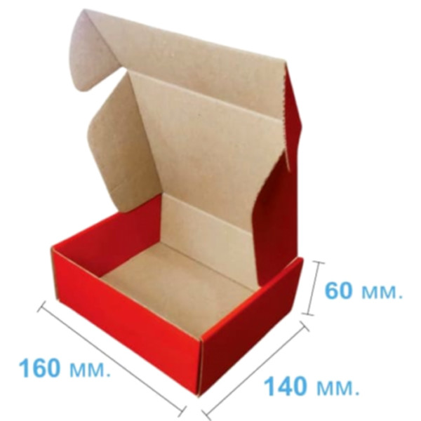 Коробка самосборная 160*140*60 мм, красная