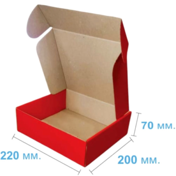 Коробка самосборная 220*200*70 мм, красная