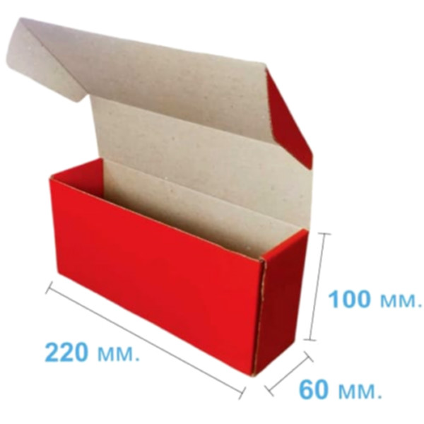 Коробка самосборная 220*60*100 мм, красная