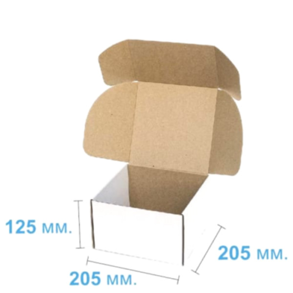 Коробка самосборная 205*205*125 мм, белая