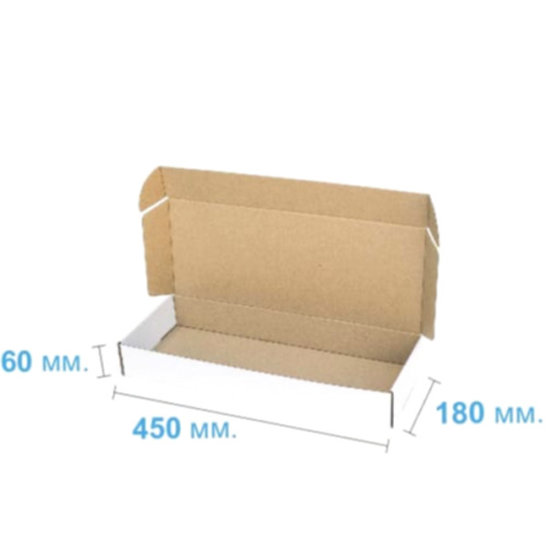 Коробка самозбірна 450*180*60 мм, біла