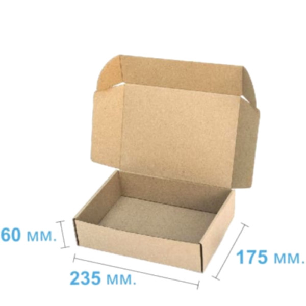 Коробка самосборная 235*175*60 мм, бурая