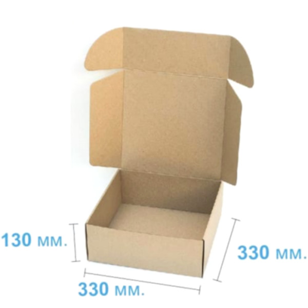 Коробка самосборная 330*330*130 мм, бурая