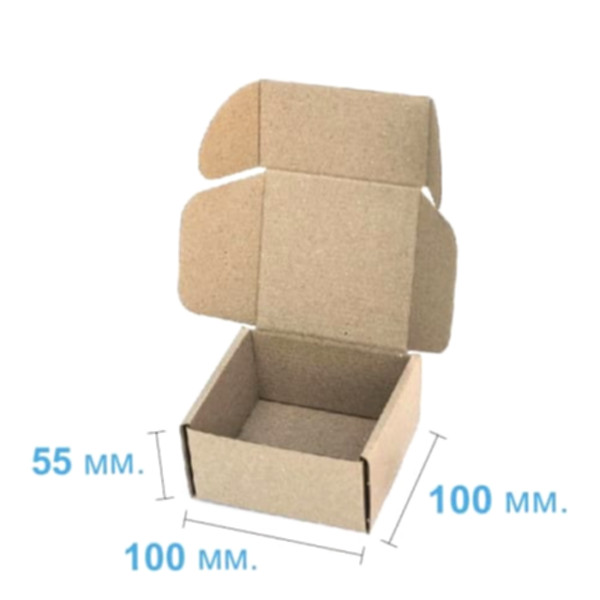 Коробка самосборная 100*100*55 мм, бурая