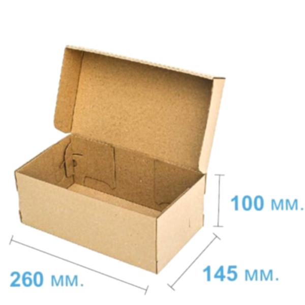 Коробка самосборная 260*145*100 мм, бурая