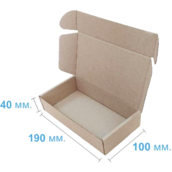 Коробка самосборная 190*100*40 мм, бурая