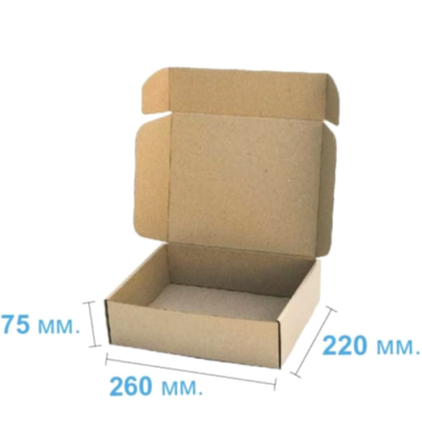 Коробка самосборная 260*220*75 мм, бурая