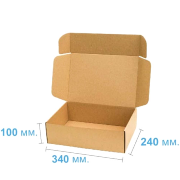 Коробка самосборная 340*240*100 мм, бурая