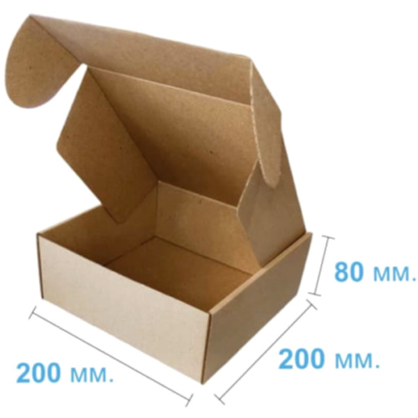 Коробка самосборная 200*200*80 мм, бурая