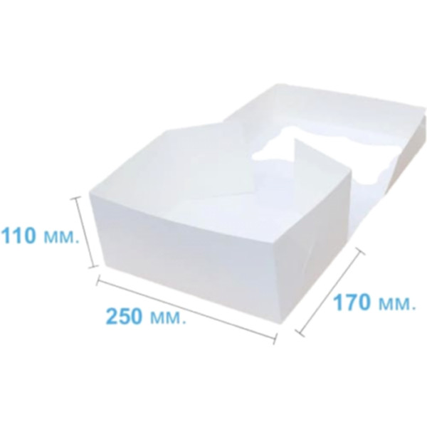 Коробка с окошком 250*170*110 мм, белая Коробка с окошком 250*170*110 мм, белая
