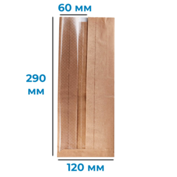 Пакет саше 290*120*60 мм, бурий, з віконцем