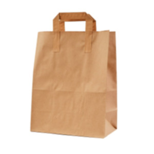 Пакет паперовий 380*320*150 мм, бурий, плоскі ручки. Photo 2