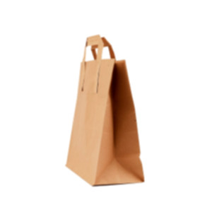 Пакет паперовий 335*260*140 мм, бурий, плоскі ручки. Photo 3